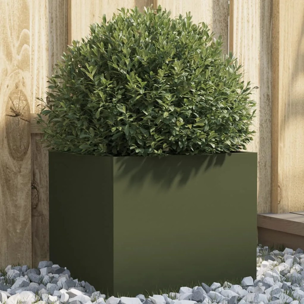 vidaXL Vaso/floreira 32x30x29 cm aço verde azeitona