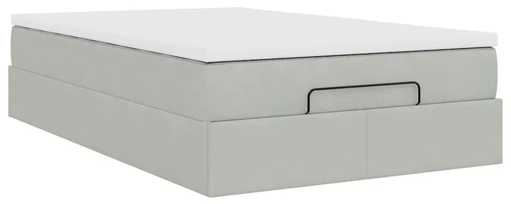 Cama otomana com colchão cinza claro 120x190 cm Veludo