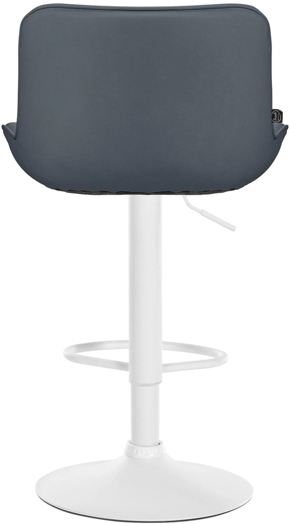 Banco alto em couro sintético com estrutura branca 85-106 x 49 x 51 cm cinzento
