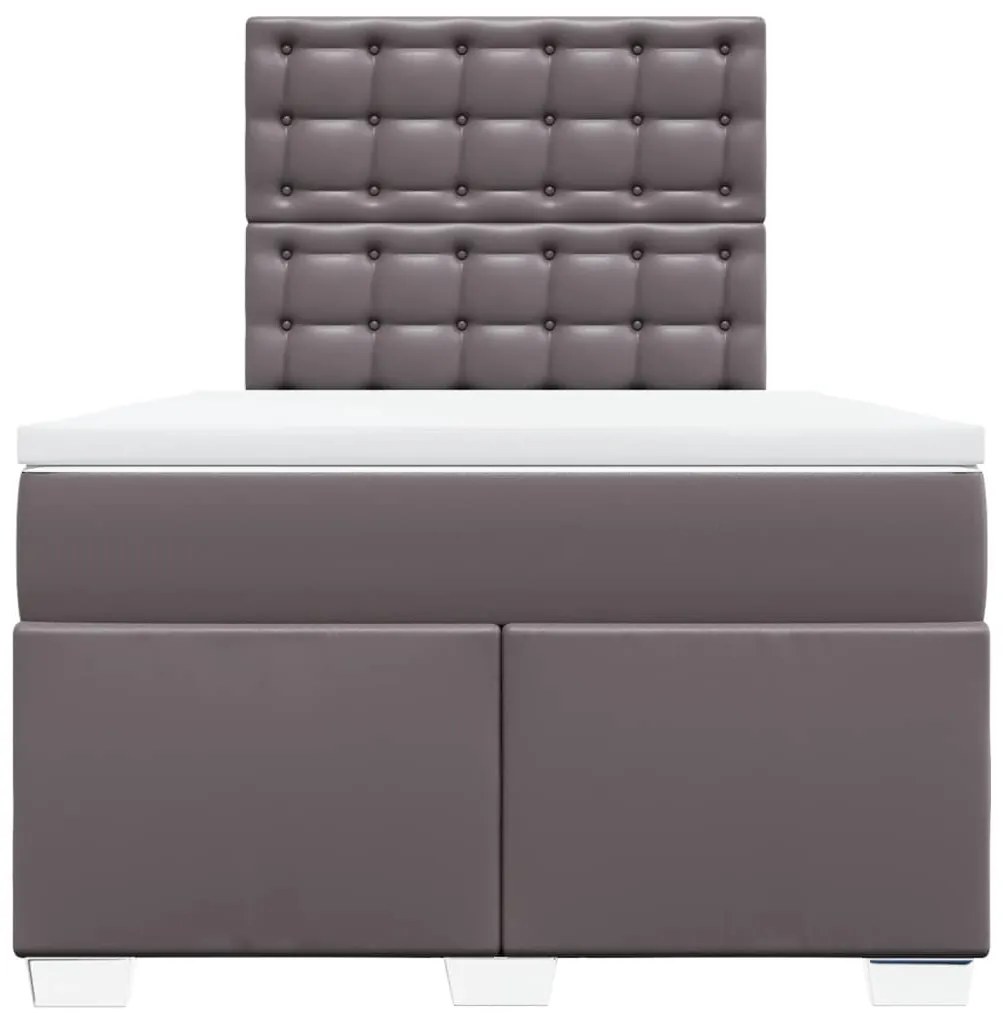 Cama boxspring com colchão 120x190 cm couro artificial cinzento