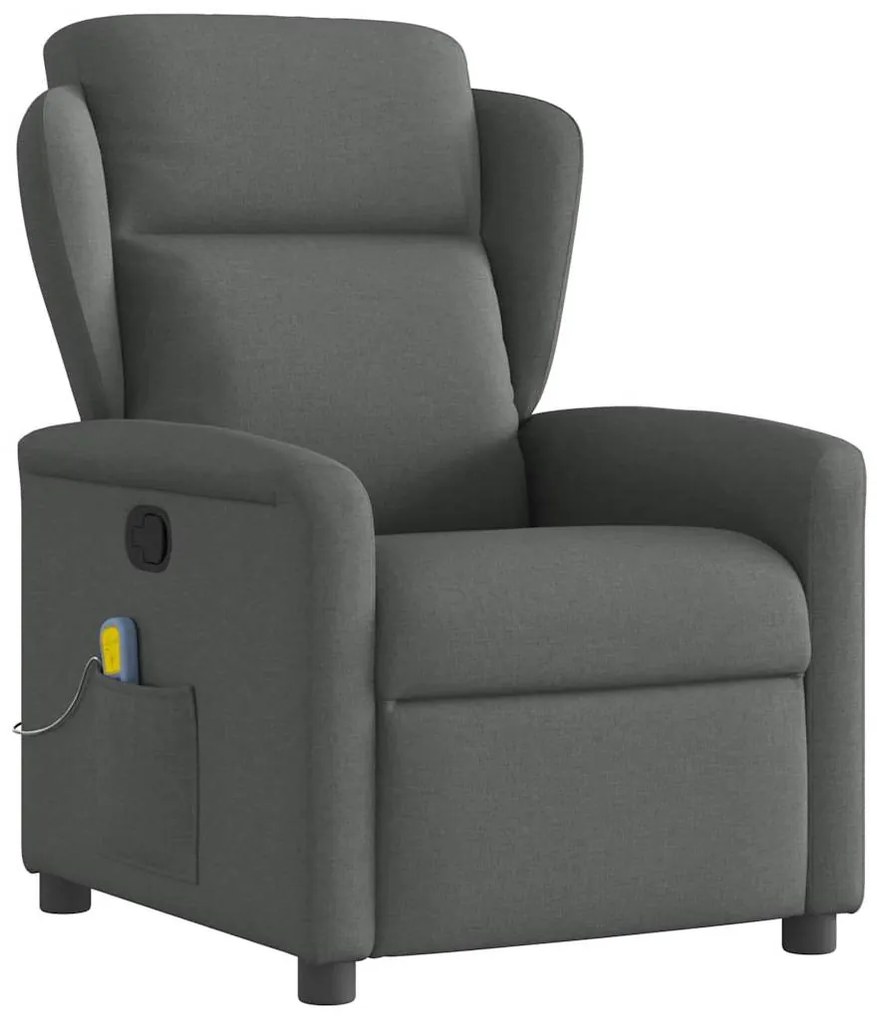 vidaXL Poltrona reclinável de massagem em tecido cinza escuro