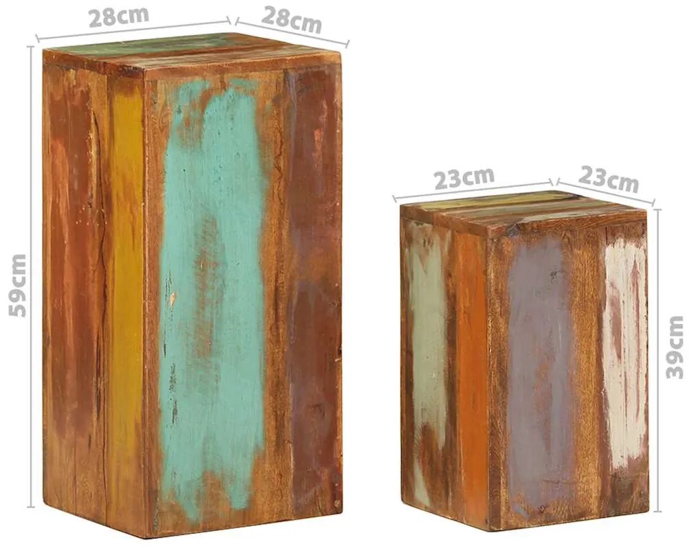Suportes para plantas 2 pcs madeira recuperada maciça