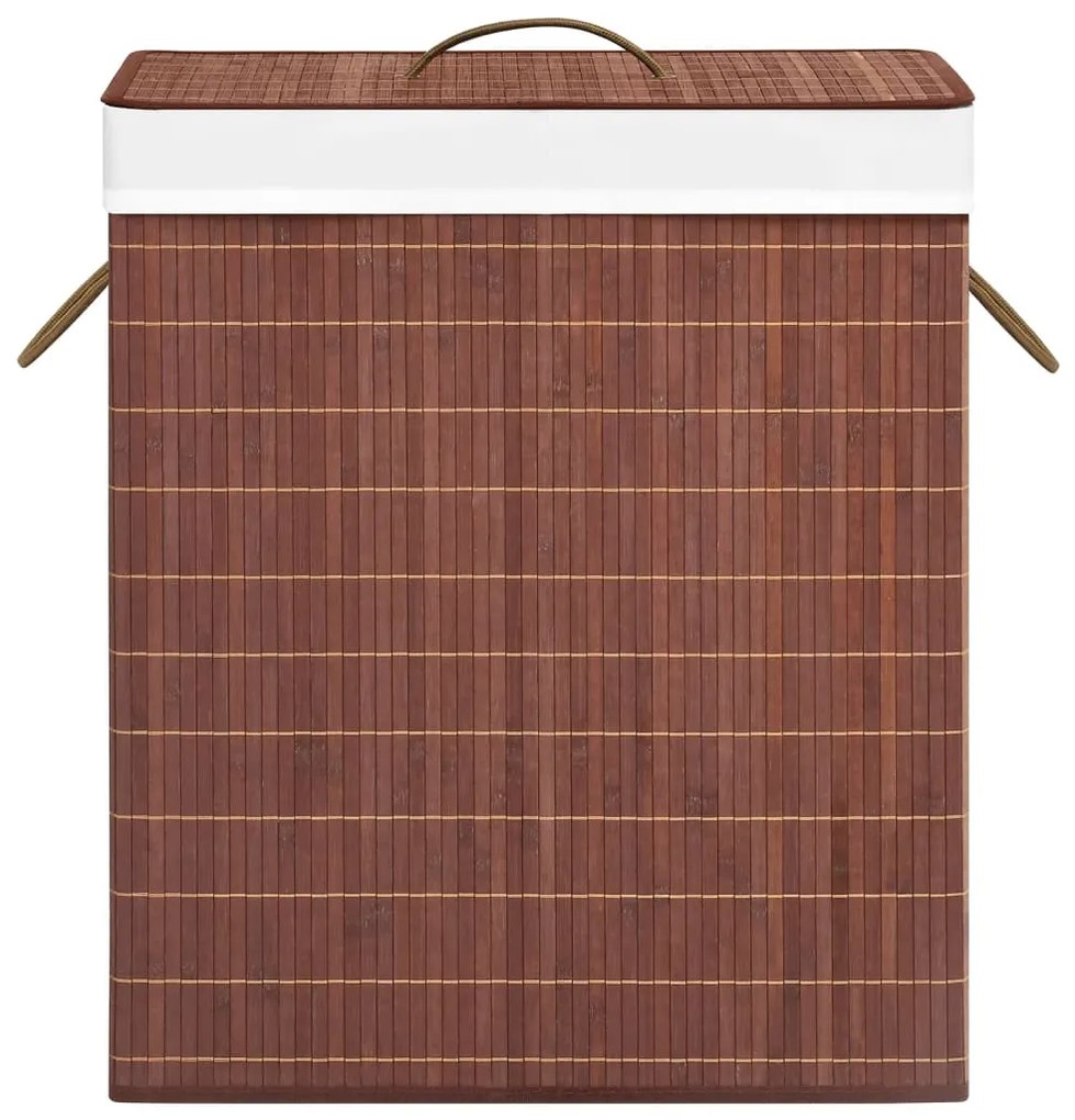 Cesto para roupa suja c/ 2 secções 100 L bambu castanho