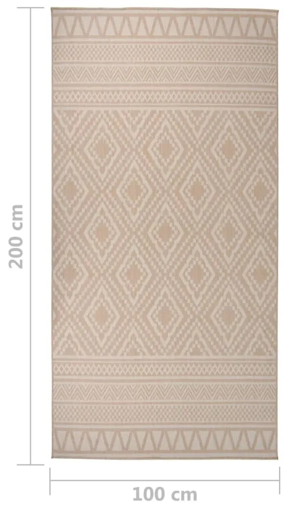 Tapete de tecido plano p/ exterior 100x200 cm riscas castanhas