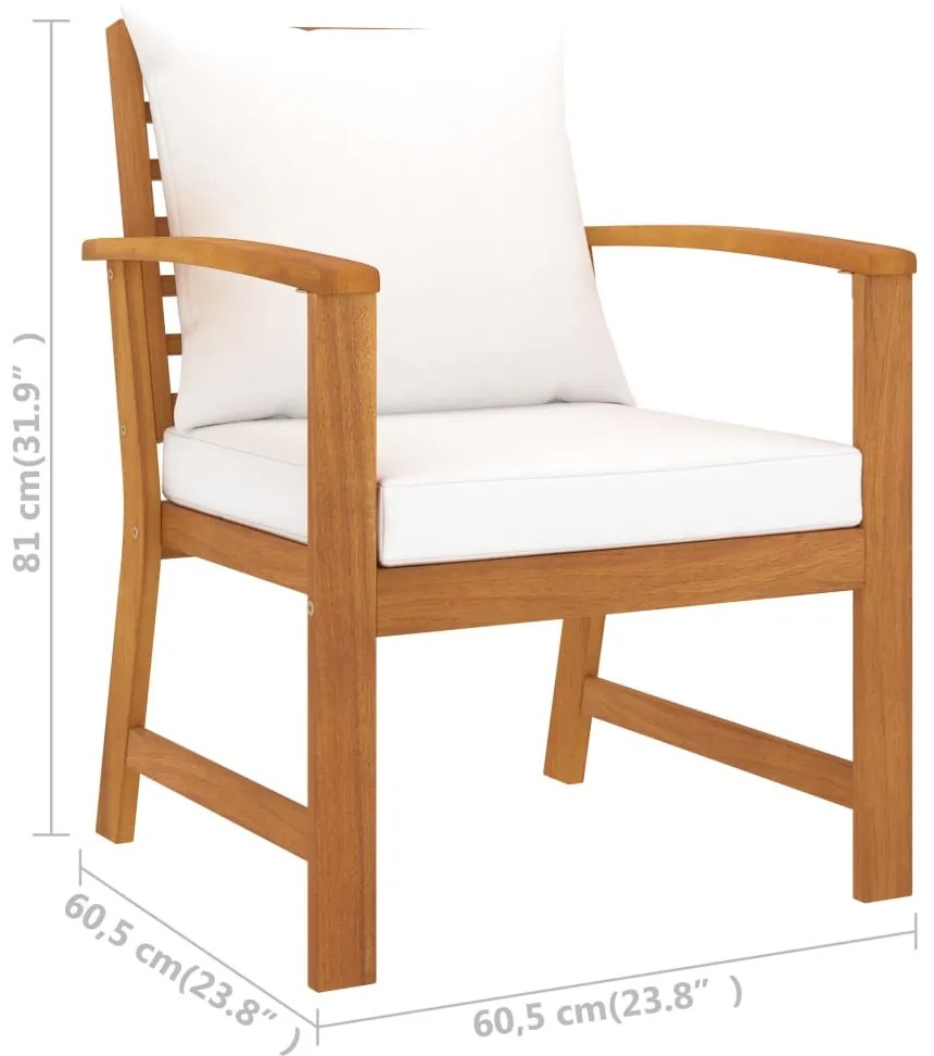 5 pcs conjunto lounge de jardim c/ almofadões acácia maciça