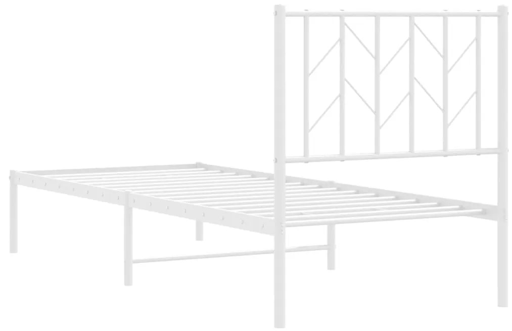 Estrutura de cama com cabeceira 75x190 cm metal branco