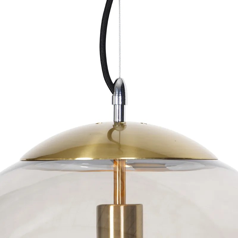 Candeeiro de suspensão moderno latão com vidro fumê 40 cm - Ball Moderno,Retro