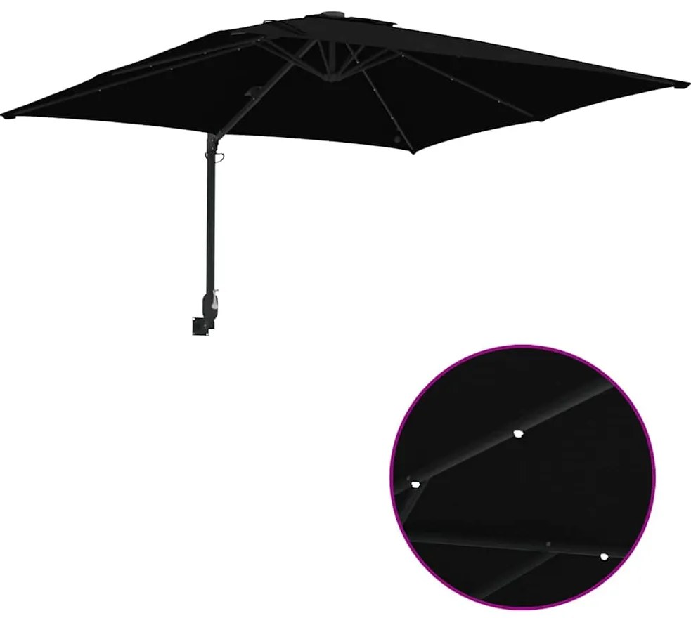 Guarda-sol de Jardim Preto 248.5 x 247.5 x 160 cm tecido