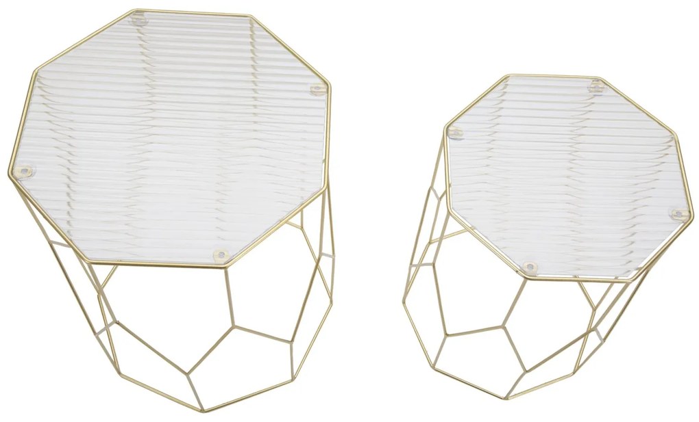 CONJUNTO DE 2 MESAS DE APOIO DOURADO Ø 37X47-31X42 CM