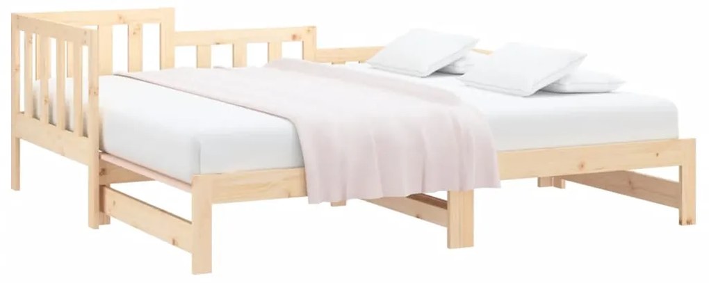 Sofá-cama de puxar 2x(80x200) cm madeira de pinho maciça