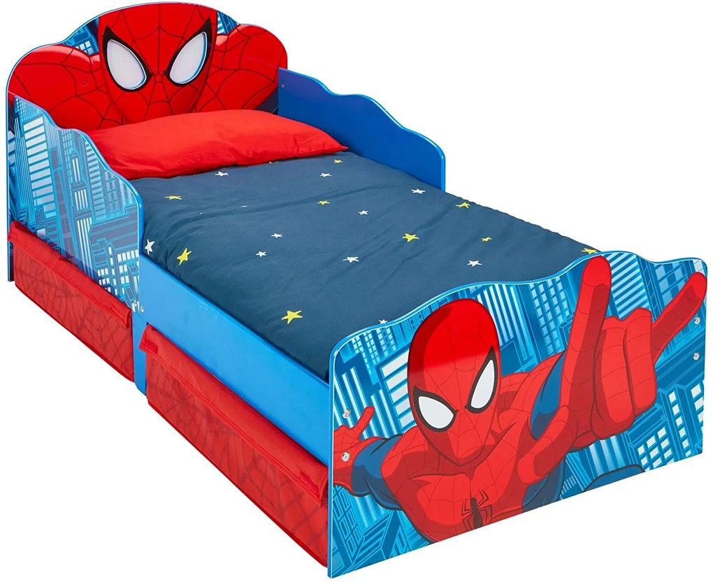CAMA INFANTIL HOMEM ARANHA + COLCHÃO E ALMOFADA 145cm x 77cm x 65cm