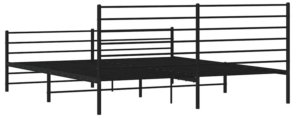 Estrutura de cama com cabeceira e pés 183x213 cm metal preto