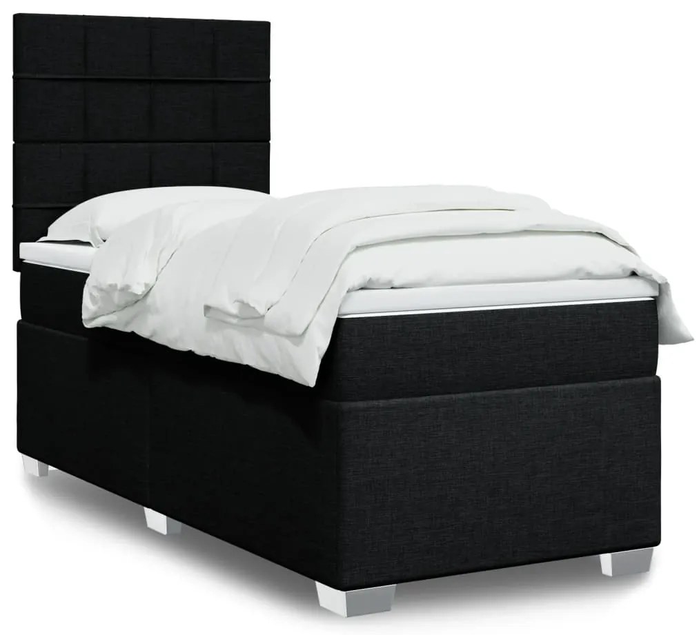 Cama com molas/colchão 90x200 cm tecido preto