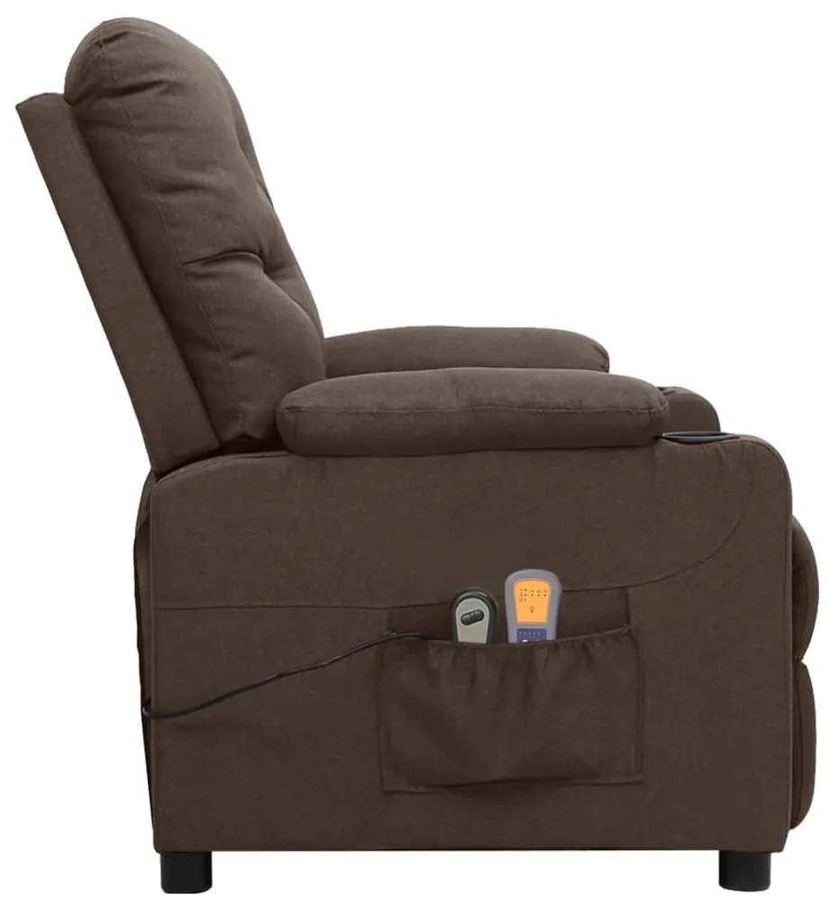 Poltrona de massagens elétrica reclinável tecido castanho