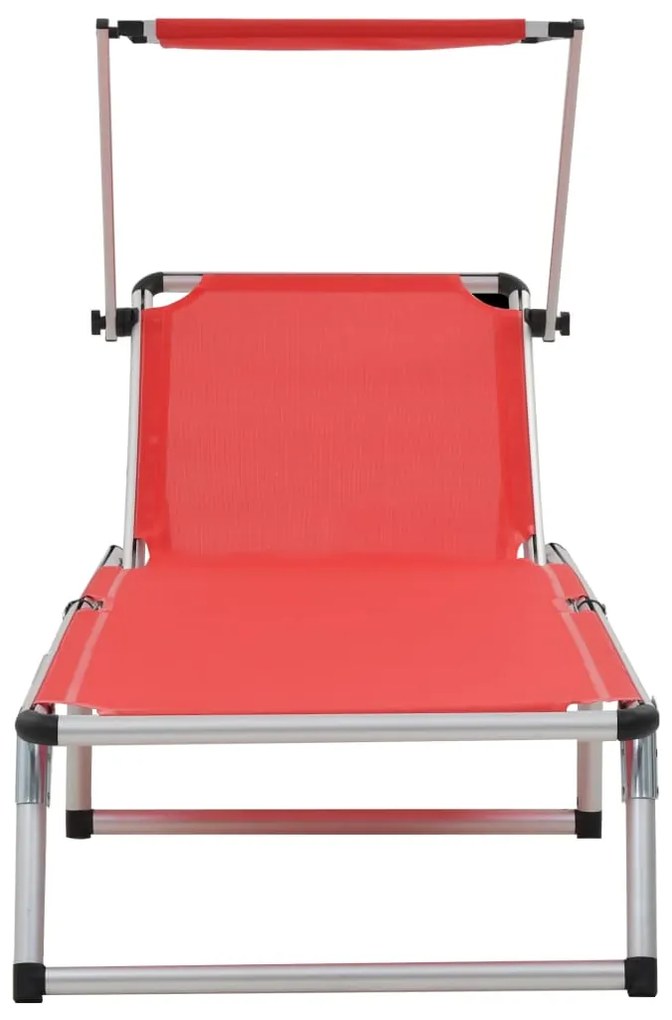 Espreguiçadeiras dobráveis c/ teto 2pcs alum/textilene vermelho