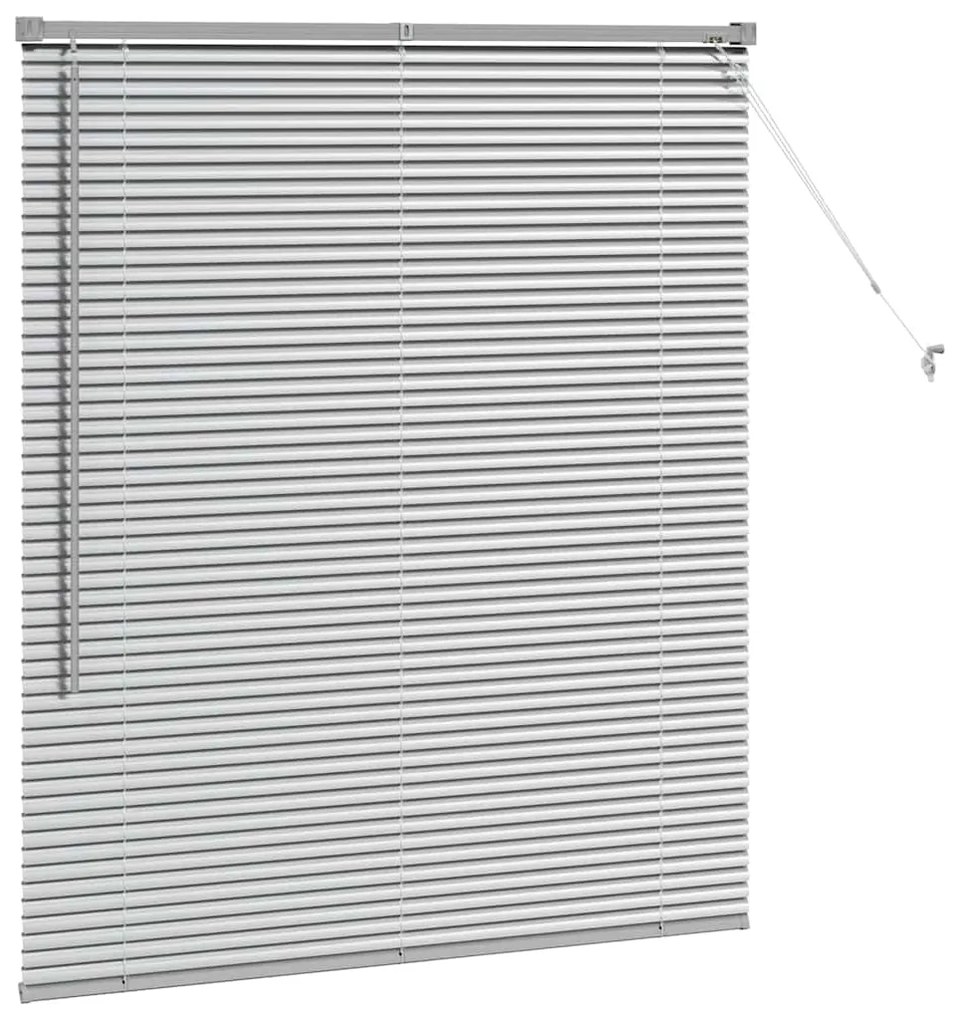 Persiana de Janela com cortinas Manual Prata 80 x 130 cm Alumínio