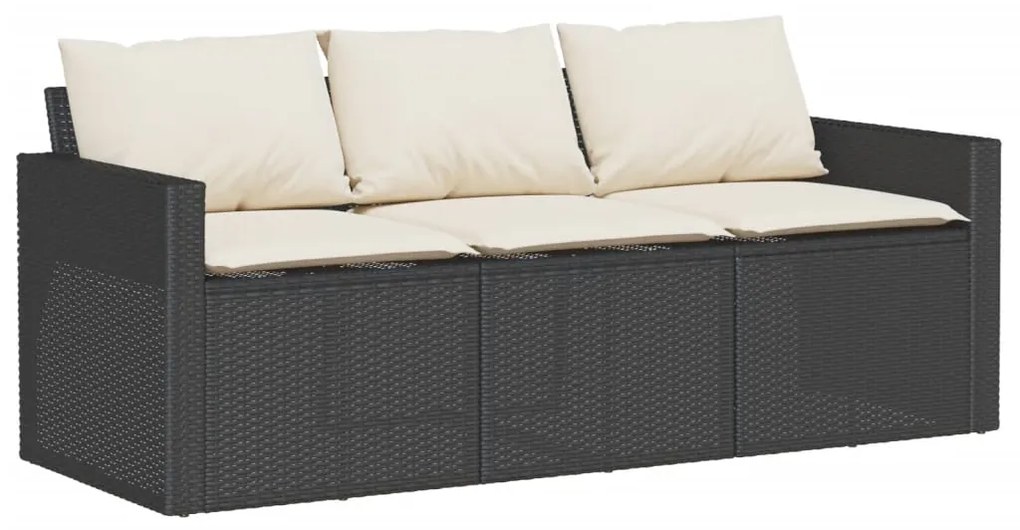 6 pcs conjunto sofás de jardim c/ almofadões vime PE preto