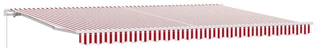 Toldo Retrátil Manual Listrado Vermelho e Branco 500x350 cm