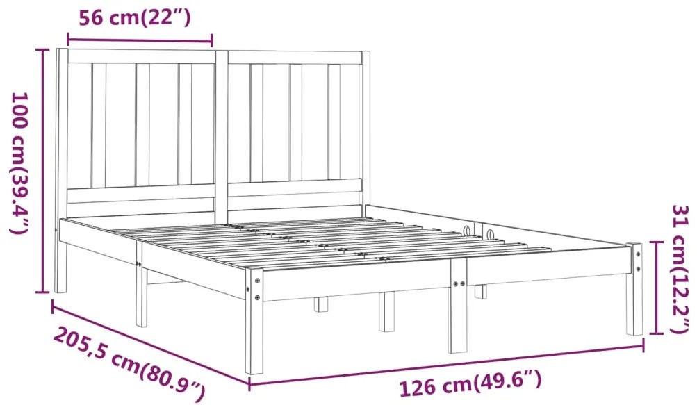 Estrutura de cama 120x200 cm madeira maciça branco
