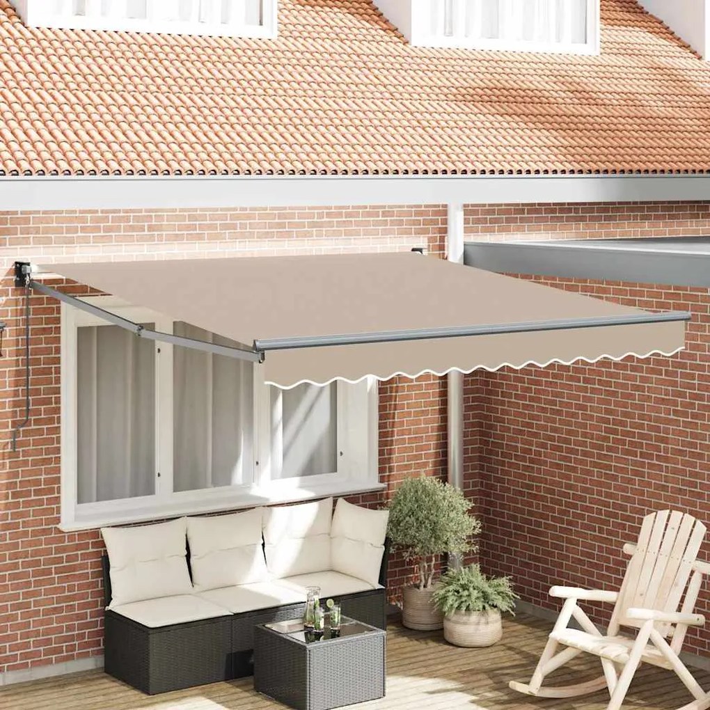 vidaXL Toldo Retrátil Manual Bege 350 x 250 cm Poliéster e Alumínio
