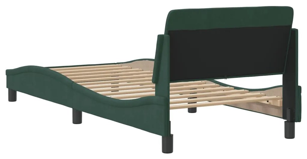 Estrutura de cama sem colchão 90x190 cm veludo verde-escuro