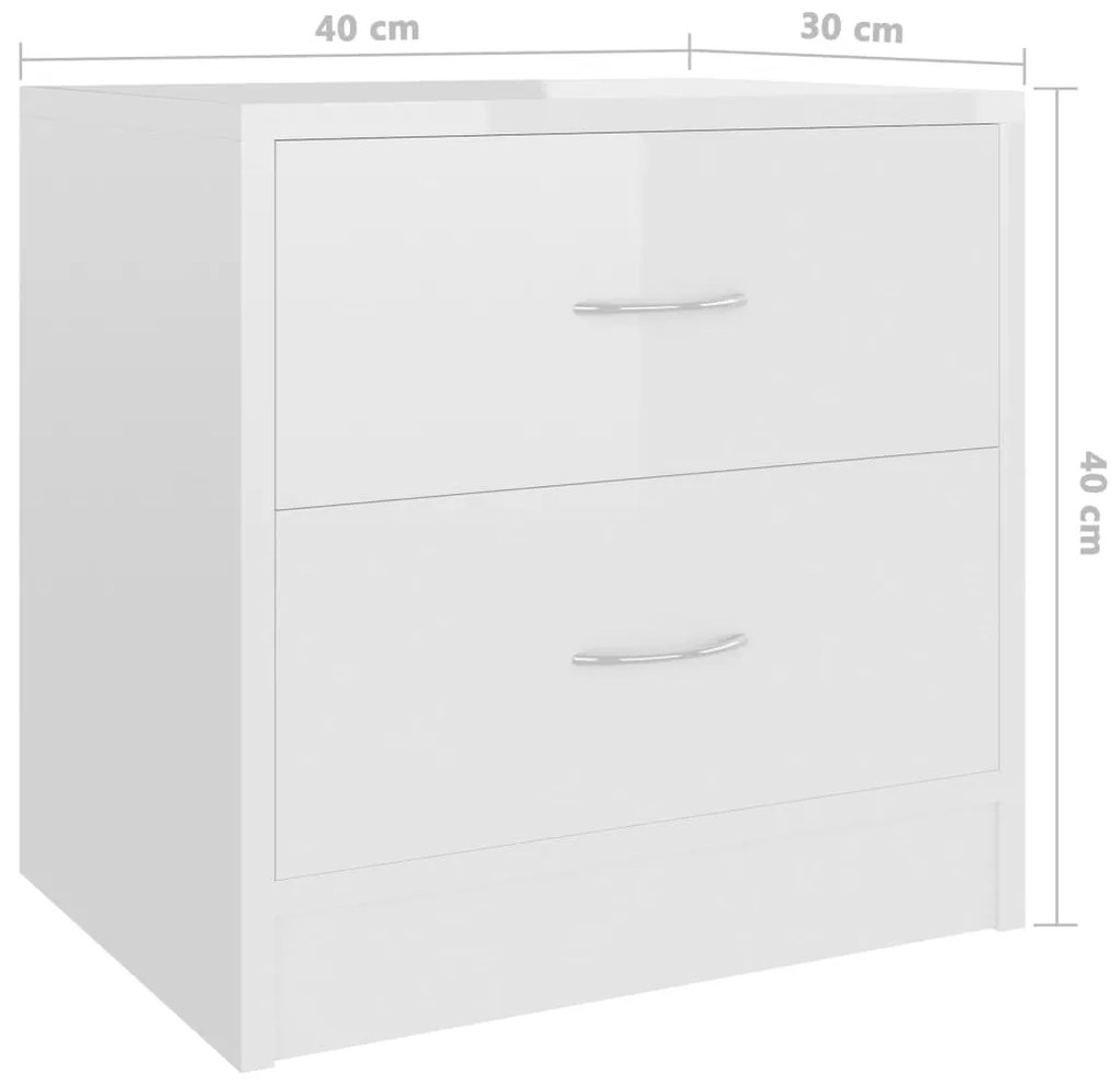 Mesa de cabeceira derivados de madeira branco brilhante