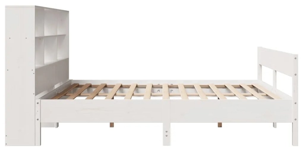 Cama com estante sem colchão 200x200 cm pinho maciço branco