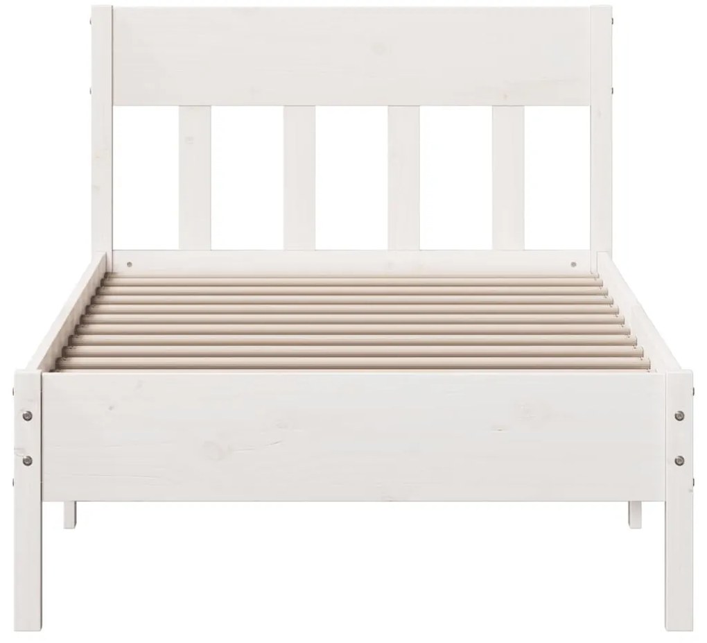 Cama sem colchão 75x190 cm madeira de pinho maciça branco