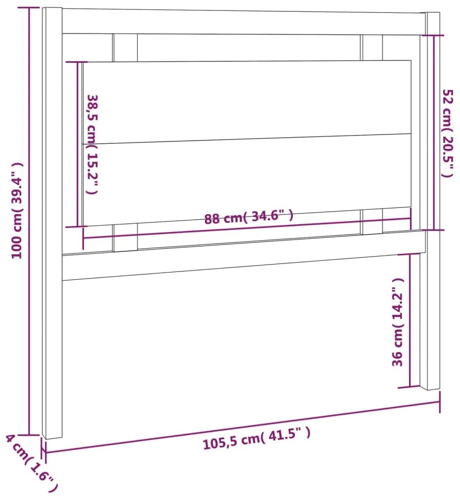 Cabeceira de cama 105,5x4x100 cm pinho maciço cinzento