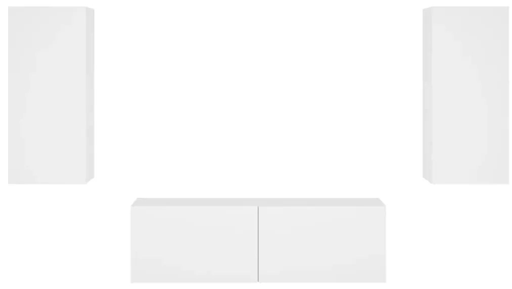3 pcs móveis de parede para TV com luzes LED branco