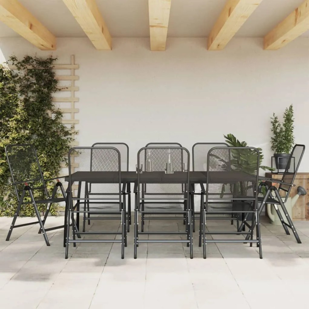 vidaXL 9 pcs conjunto de jantar para jardim rede de metal antracite