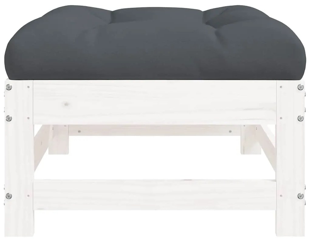 Apoio de pés p/ jardim c/ almofadão pinho maciço branco