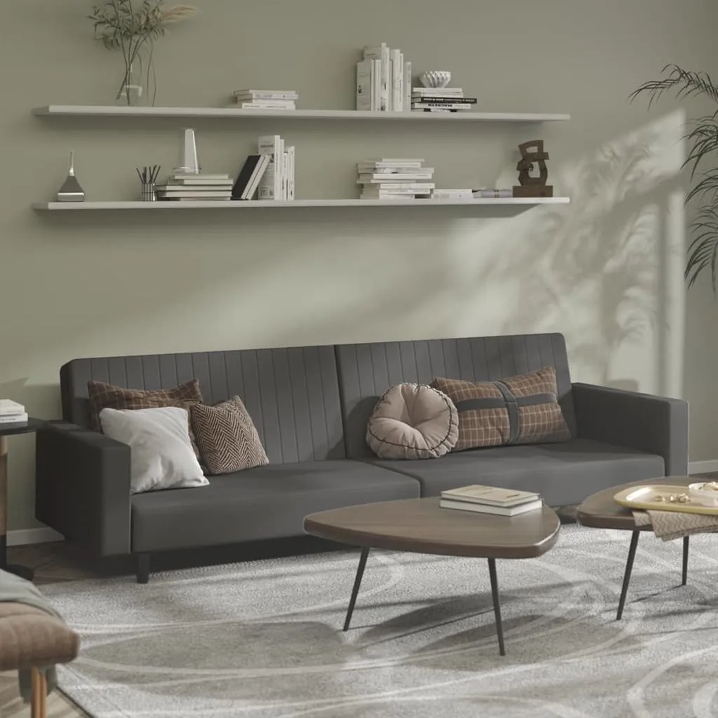 337651 vidaXL Sofá-cama de 2 lugares veludo cinzento-escuro