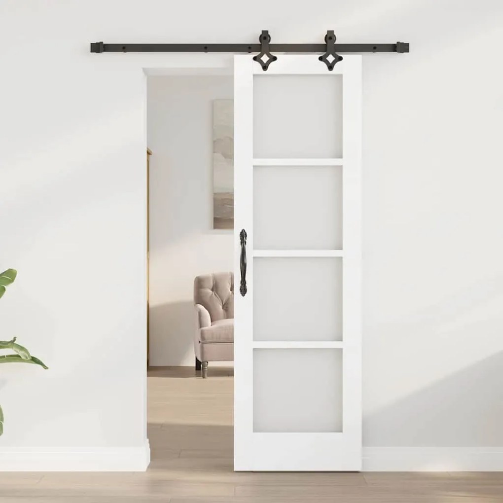 Porta Deslizante vidaXL com Conjunto de Ferragens Branca 61x198.5 cm d