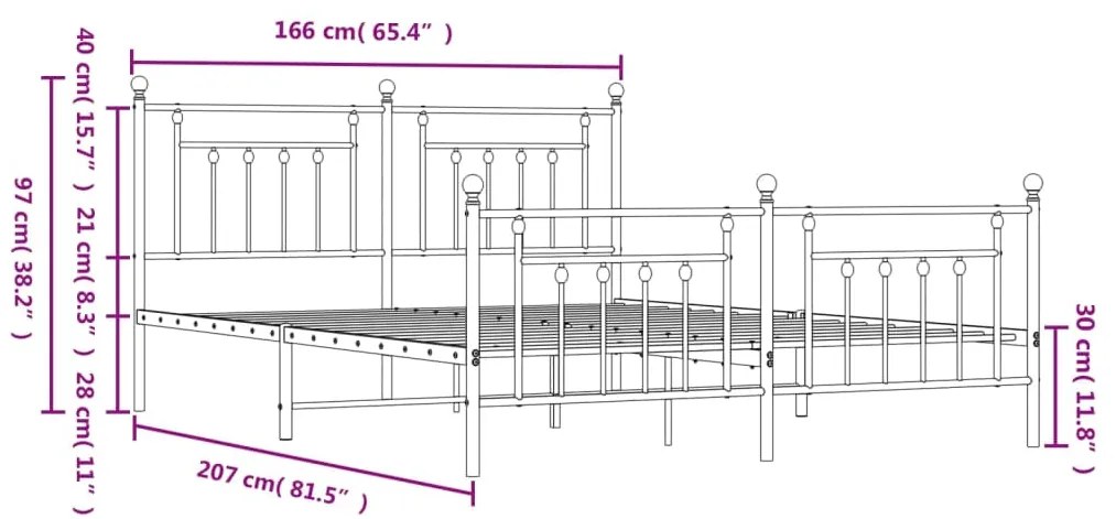 Estrutura de cama sem colchão com pés 160x200 cm preto