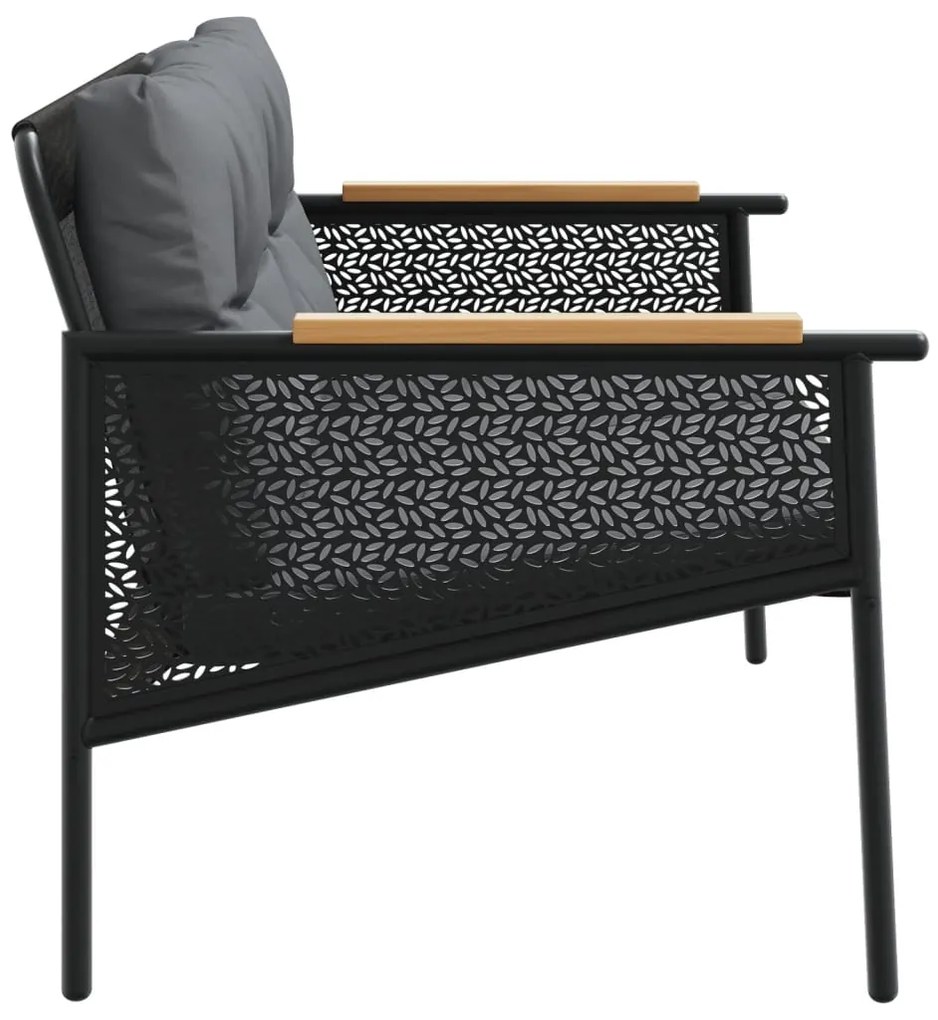 Banco de jardim com almofadões 116 cm aço preto