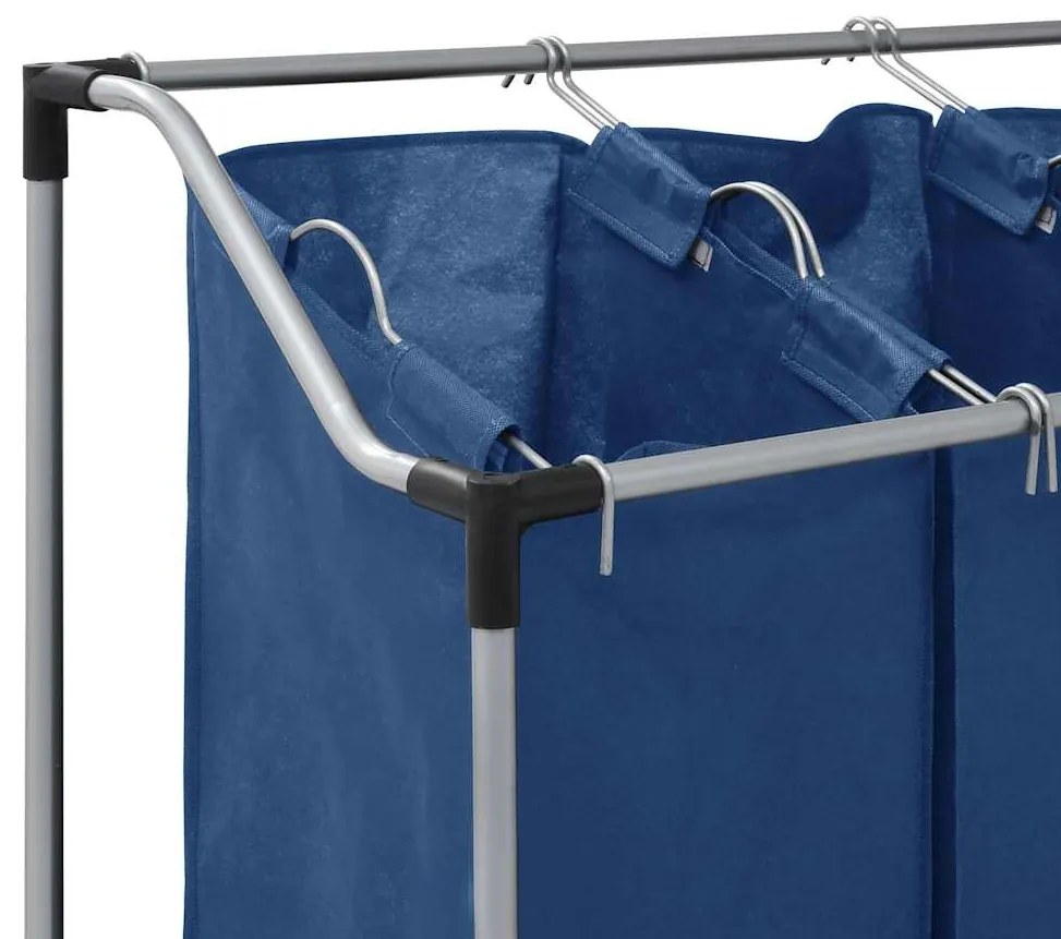 Separador de roupa suja com 3 sacos aço azul