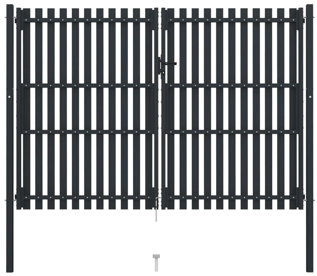 Portão de cerca com porta dupla 306x250 cm aço antracite
