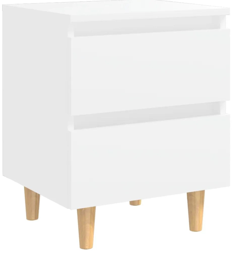 Mesas de cabeceira 2 pcs c/ pernas de pinho 40x35x50 cm branco