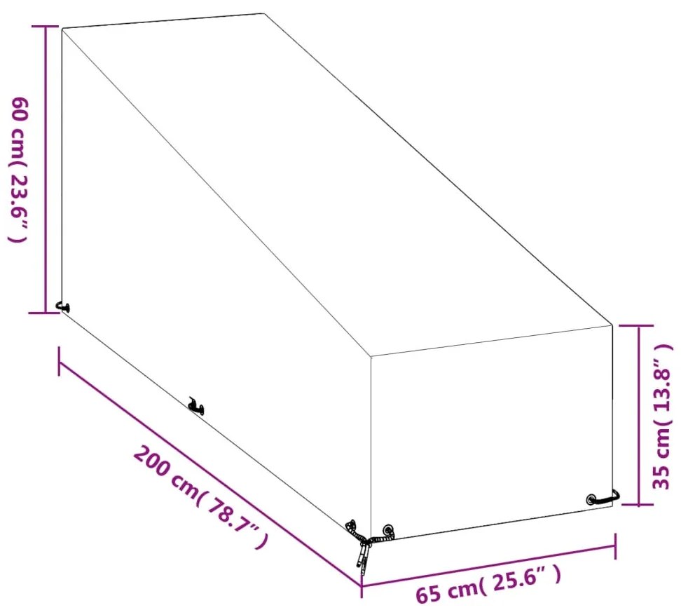 Capa para espreguiçadeira 12 ilhós 200x65x35/60 cm polietileno