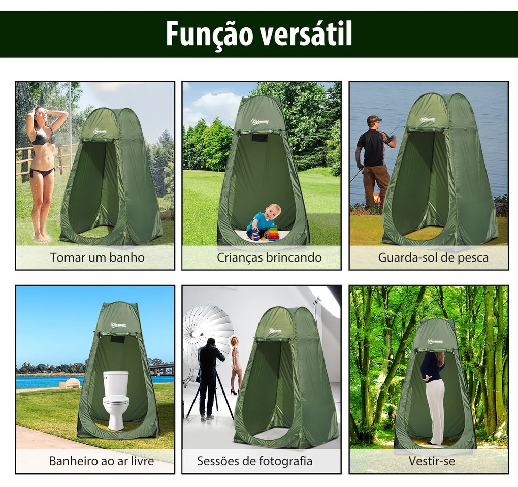 Tenda de Campismo Instantâneo Tipo carpa Chuveiro Trocador de WC Impermeável para acampar - 100x100x185cm