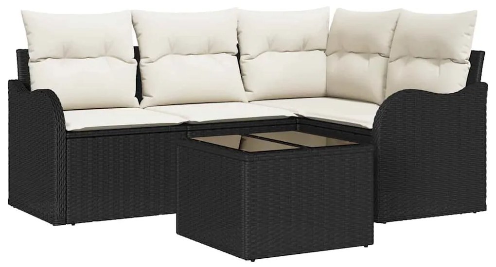 Conjunto de Sofá de Jardim de 4 Peças com Almofadas Marrom Vime