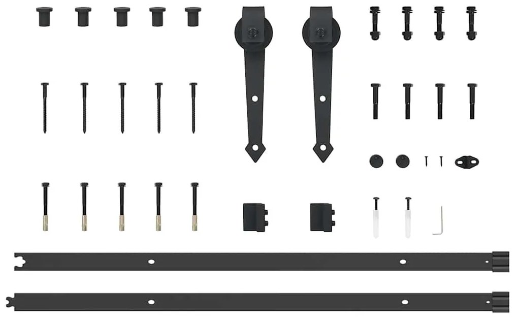 Kit de ferragens para porta deslizante 213,5 cm aço preto