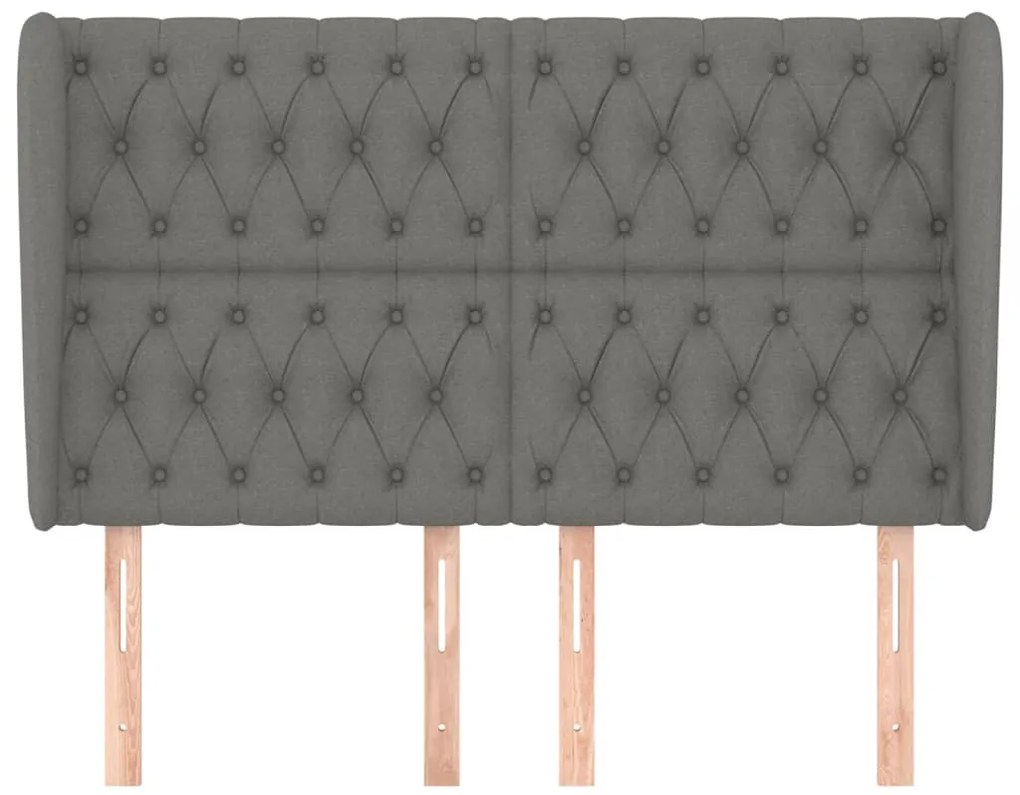 Cabeceira cama c/ abas tecido 147x23x118/128 cm cinzento-escuro