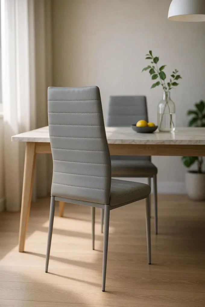 Pack 4 Cadeiras Lauter Couro Sintético - Cinza claro