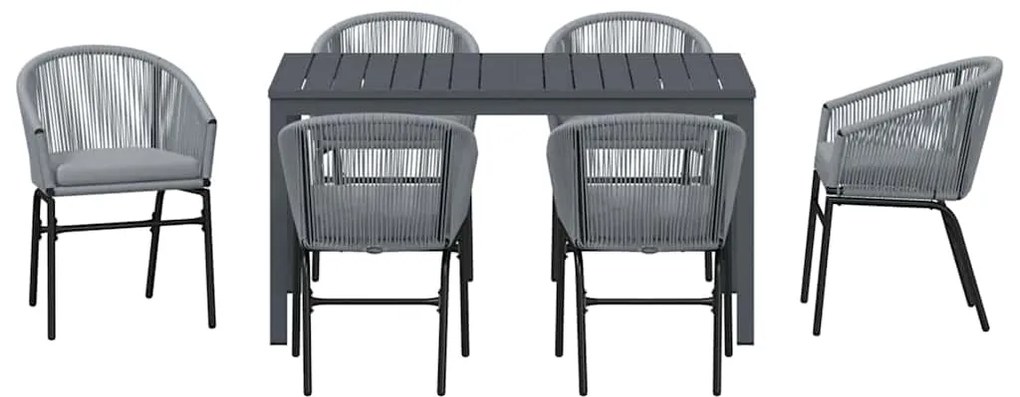 Conjunto de Jantar para Jardim Manual 7 pcs Cinzeto Grande