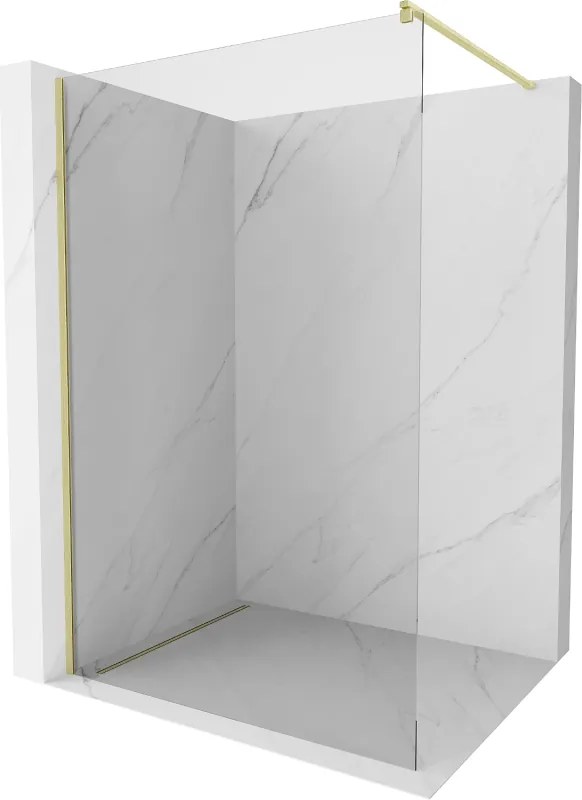 Mexen Kioto parede de duche Walk-in 100 x 200 cm, transparente 8 mm, ouro escovado - 800-100-101-55-00