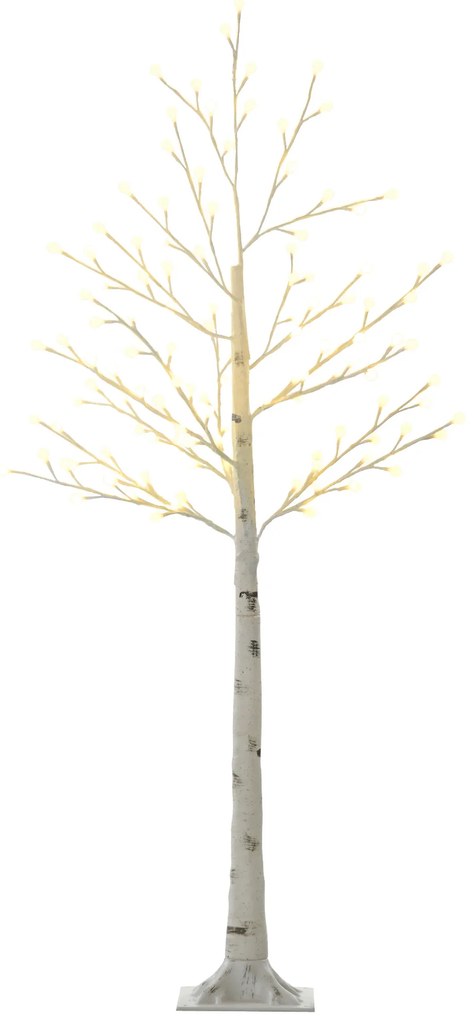 HOMCOM Árvore Sintética Altura 150cm com 120 Luzes LED IP44 Ajustável em 3 Modos Ramos Flexíveis e Base de Candeeiro Árvore de Decoração de Natal para Interiores 20x20x150cm Branco