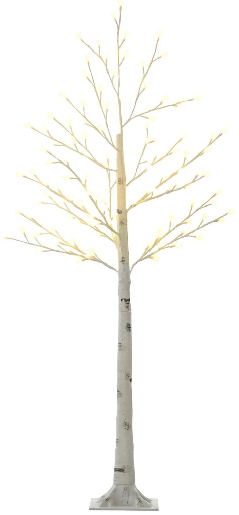 HOMCOM Árvore Sintética Altura 150cm com 120 Luzes LED IP44 Ajustável em 3 Modos Ramos Flexíveis e Base de Candeeiro Árvore de Decoração de Natal para Interiores 20x20x150cm Branco