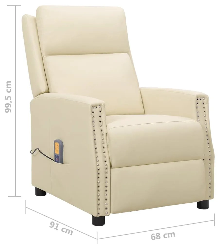 Poltrona Malia de Massagens Reclinável em Couro Artificial - Creme - D